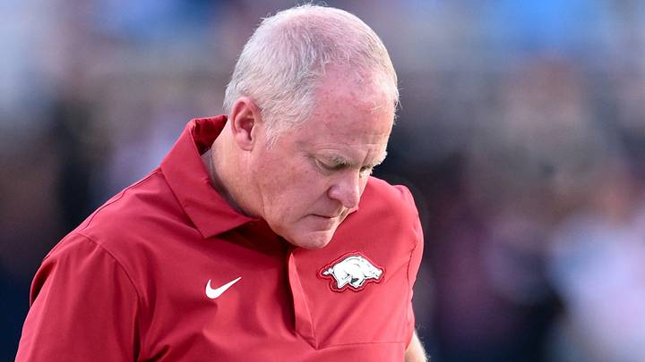 Arkansas Razorbacks athletics director Hunter Yurachek on the sidelines during the game with the Ole Miss Rebels at Vaught-Hemingway Stadium in Oxford, Miss.
