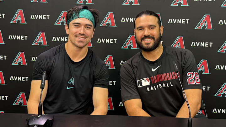 Arizona Diamondbacks' Corbin Carroll and Eugenio Suarez meet with the media following their All-Star selection.
