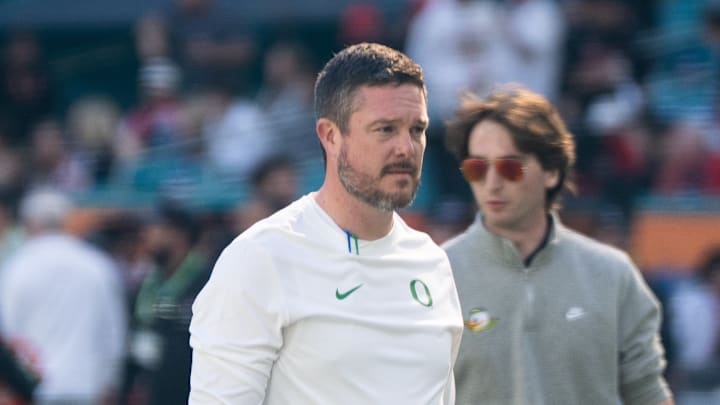 Oregon Ducks coach Dan Lanning before the Orange Bowl