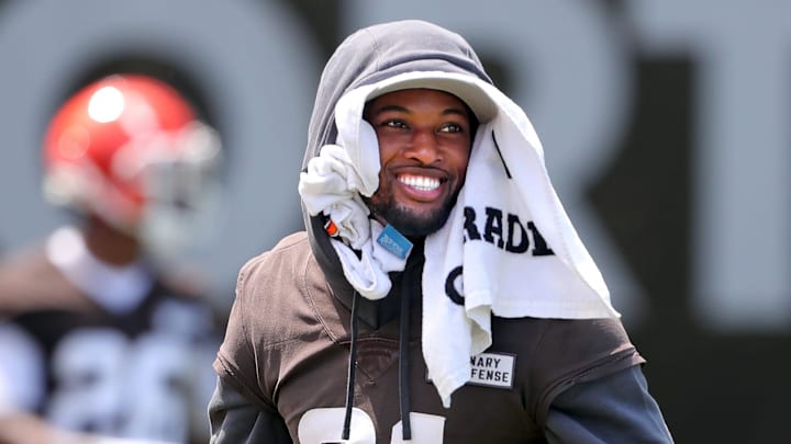 Cleveland Browns cornerback Denzel Ward smiles during minicamp, Cleveland Browns cornerback Denzel Ward smiles during minicamp,