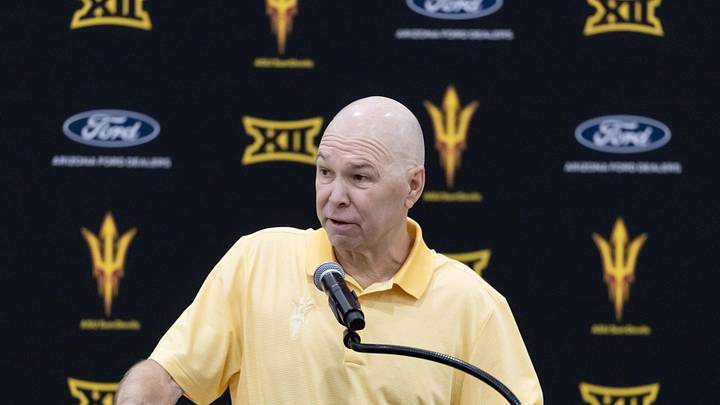 May 7, 2026; Tempe, Arizona, USA; Arizona State Sun Devils basketball head coach Randy Bennett speaks to the media during an introductory press conference at the Weatherup Center. Mandatory Credit: Mark J. Rebilas-Imagn Images