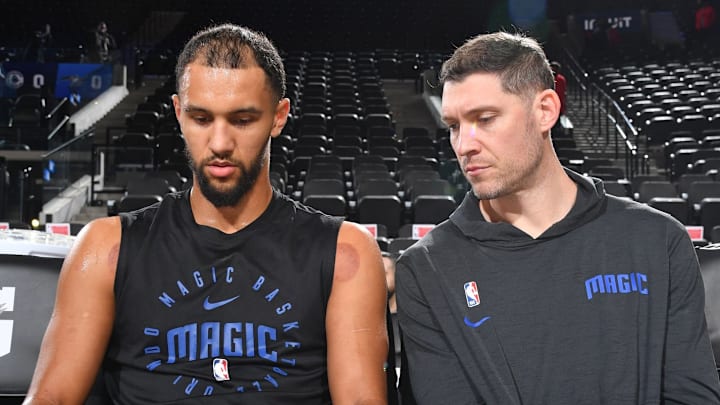 Orlando Magic assistant coach Bret Brielmaier (right) was a reported finalist to be the next head coach of the Australia Boomers.