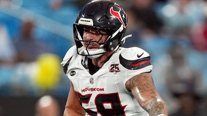 Houston Texans LB Aiden Fisher before a play during the first half against the Carolina Panthers at Bank of America Stadium. Houston Texans LB Aiden Fisher before a play during the first half against the Carolina Panthers at Bank of America Stadium.