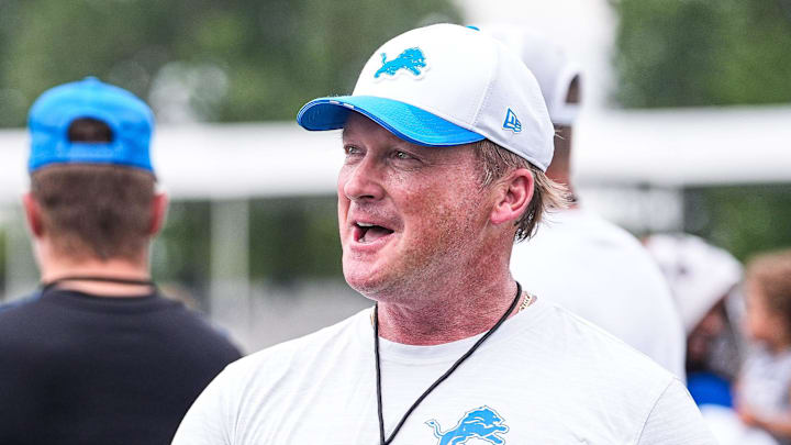 Jon Gruden at Lions training camp