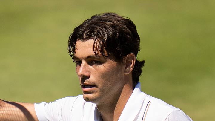 Taylor Fritz celebrates winning his match at Wimbledon Taylor Fritz celebrates winning his match at Wimbledon