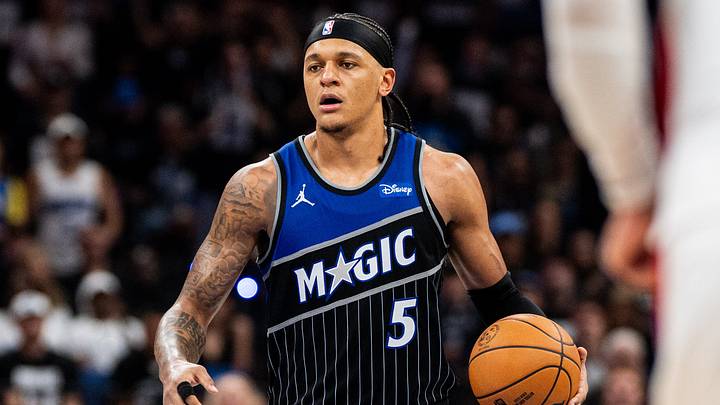 May 1, 2026; Orlando, Florida, USA; Orlando Magic forward Paolo Banchero (5) dribbles the ball against the Detroit Pistons in th fourth quarter during game six of the first round of the 2026 NBA Playoffs at Kia Center. Mandatory Credit: Jeremy Reper-Imagn Images May 1, 2026; Orlando, Florida, USA; Orlando Magic forward Paolo Banchero (5) dribbles the ball against the Detroit Pistons in th fourth quarter during game six of the first round of the 2026 NBA Playoffs at Kia Center. Mandatory Credit: Jeremy Reper-Imagn Images