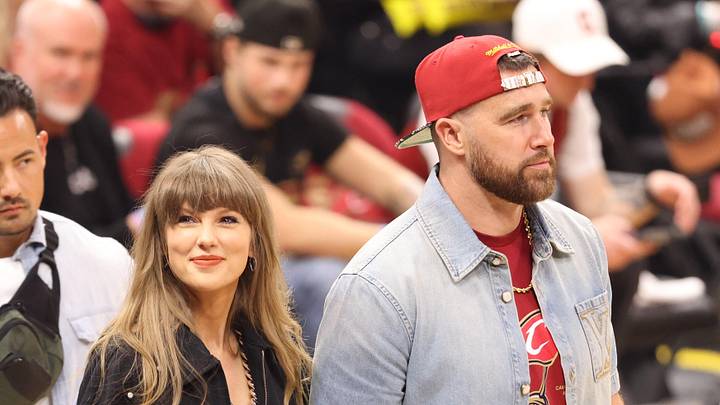 Taylor Swift and Travis Kelce during game three of the eastern conference finals for the 2026 NBA playoffs. Taylor Swift and Travis Kelce during game three of the eastern conference finals for the 2026 NBA playoffs.
