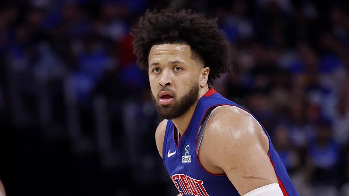 May 13, 2026; Detroit, Michigan, USA; Detroit Pistons guard Cade Cunningham (2) dribbles defended by Cleveland Cavaliers guard James Harden (1) in the second half during game five of the second round of the 2026 NBA Playoffs at Little Caesars Arena. Mandatory Credit: Rick Osentoski-Imagn Images