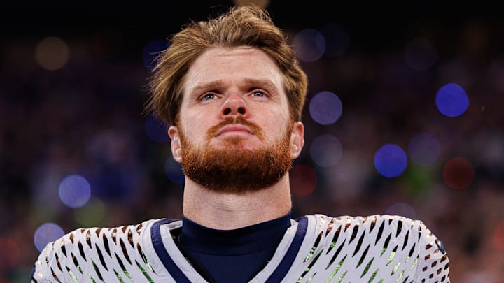 Sam Darnold of the Seattle Seahawks pregame