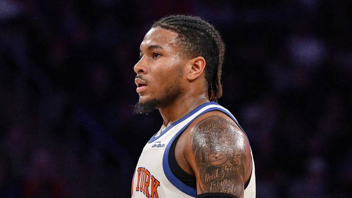 Jan 17, 2026; New York, New York, USA; New York Knicks guard Miles McBride (2) during the second half against the Phoenix Suns at Madison Square Garden. Mandatory Credit: John Jones-Imagn Images