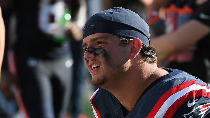 Sep 28, 2025; Foxborough, Massachusetts, USA; New England Patriots offensive tackle Will Campbell (66) talks to a teammate during the second half against the Carolina Panthers at Gillette Stadium. Mandatory Credit: Bob DeChiara-Imagn Images Sep 28, 2025; Foxborough, Massachusetts, USA; New England Patriots offensive tackle Will Campbell (66) talks to a teammate during the second half against the Carolina Panthers at Gillette Stadium. Mandatory Credit: Bob DeChiara-Imagn Images