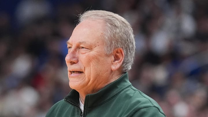 Mar 21, 2026; Buffalo, NY, USA; Michigan State Spartans head coach Tom Izzo reacts during the first half against the Louisville Cardinals during a second round game of the men's 2026 NCAA Tournament at Keybank Center. Mar 21, 2026; Buffalo, NY, USA; Michigan State Spartans head coach Tom Izzo reacts during the first half against the Louisville Cardinals during a second round game of the men's 2026 NCAA Tournament at Keybank Center.