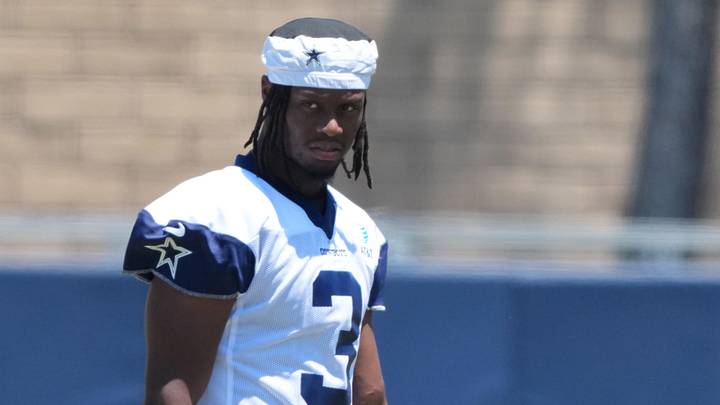 Jul 26, 2025; Oxnard, CA, USA; Dallas Cowboys receiver George Pickens (3) at training camp at the River Ridge Fields. Mandatory Credit: Kirby Lee-Imagn Images Jul 26, 2025; Oxnard, CA, USA; Dallas Cowboys receiver George Pickens (3) at training camp at the River Ridge Fields. Mandatory Credit: Kirby Lee-Imagn Images
