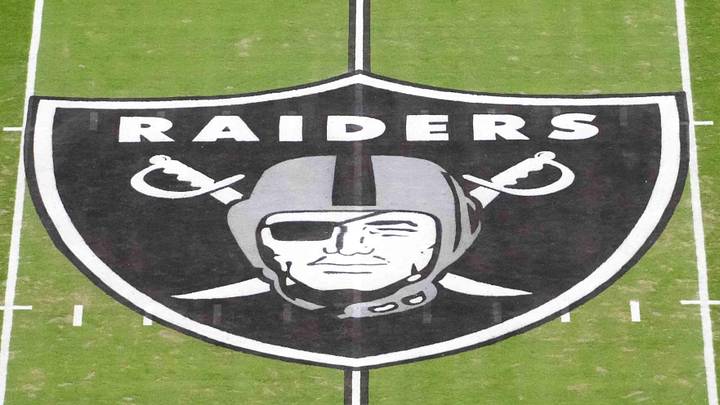 Jan 4, 2026; Paradise, Nevada, USA; The Las Vegas Raiders shield logo at midfield at Allegiant Stadium. Mandatory Credit: Kirby Lee-Imagn Images Jan 4, 2026; Paradise, Nevada, USA; The Las Vegas Raiders shield logo at midfield at Allegiant Stadium. Mandatory Credit: Kirby Lee-Imagn Images