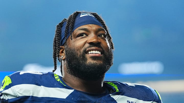 Josh Jones of the Seattle Seahawks smiles