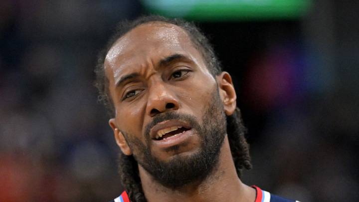 Apr 8, 2026; Inglewood, California, USA;  Los Angeles Clippers forward Kawhi Leonard (2) reacts after a missed basket in the second half against the Oklahoma City Thunder at Intuit Dome. Mandatory Credit: Jayne Kamin-Oncea-Imagn Images