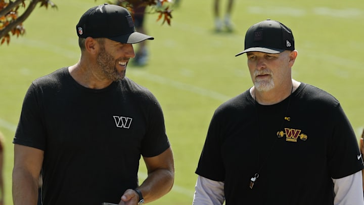 Washington Commanders general manager Adam Peters and head coach Dan Quinn Washington Commanders general manager Adam Peters and head coach Dan Quinn