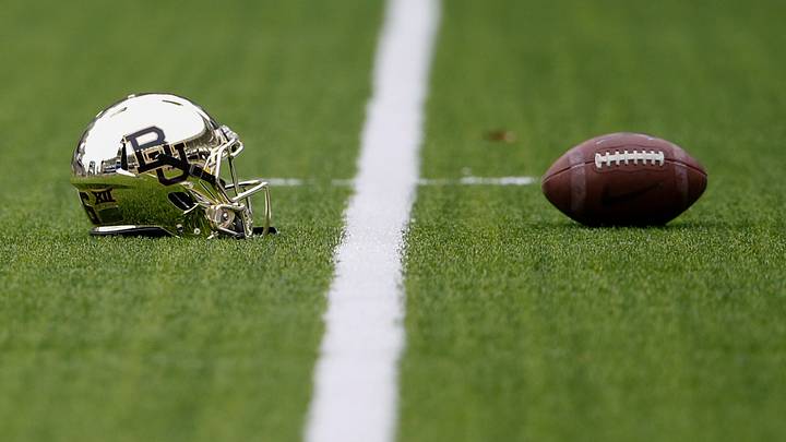 Oct 11, 2014; Waco, TX, USA; Baylor Bears helmet and football before the game against the TCU Horned Frogs at McLane Stadium. Mandatory Credit: Kevin Jairaj-USA TODAY Sports