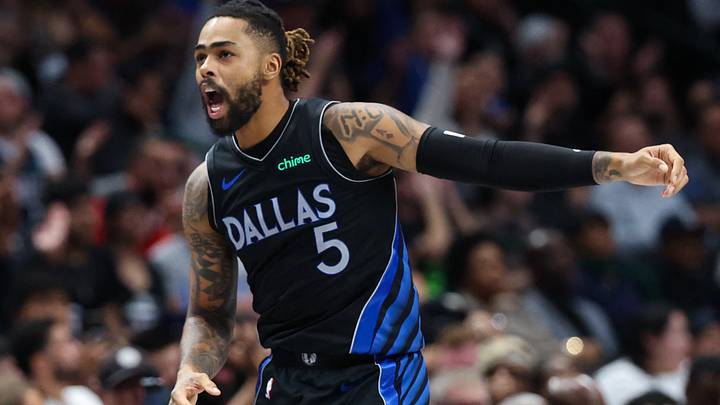 Dallas Mavericks guard D'Angelo Russell (5) reacts (Mandatory Credit: Kevin Jairaj-Imagn Images) Dallas Mavericks guard D'Angelo Russell (5) reacts (Mandatory Credit: Kevin Jairaj-Imagn Images)