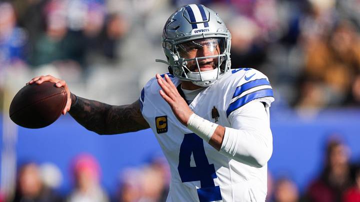 Dallas Cowboys quarterback Dak Prescott looks to pass during the first quarter against the New York Giants. Dallas Cowboys quarterback Dak Prescott looks to pass during the first quarter against the New York Giants.
