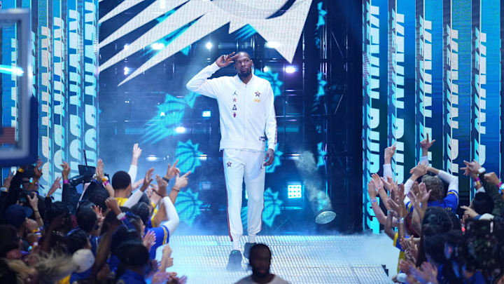 Kevin Durant walks out during the All-Star Game introductions.