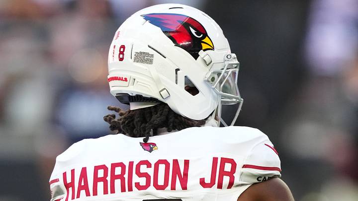 Dec 21, 2025; Glendale, Arizona, USA;  Arizona Cardinals wide receiver Marvin Harrison Jr. (18) on the field during warm ups prior to a game against the Atlanta Falcons at State Farm Stadium. Mandatory Credit: Joe Camporeale-Imagn Images
