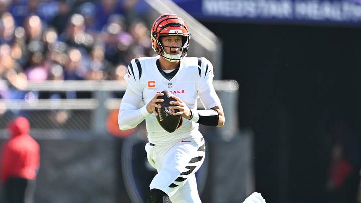 Oct 25, 2026; Baltimore, Maryland, USA; Cincinnati Bengals quarterback Joe Burrow (9) runs the ball during the first quarter against the Baltimore Ravens at M&T Bank Stadium. Mandatory Credit: Jamie Sabau-Imagn Images Oct 25, 2026; Baltimore, Maryland, USA; Cincinnati Bengals quarterback Joe Burrow (9) runs the ball during the first quarter against the Baltimore Ravens at M&T Bank Stadium. Mandatory Credit: Jamie Sabau-Imagn Images