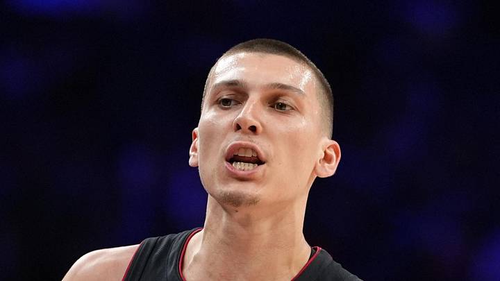 Miami Heat guard Tyler Herro (14) reacts after scoring against the Philadelphia 76ers in the fourth quarter at Wells Fargo Center on Mar 29, 2026.
