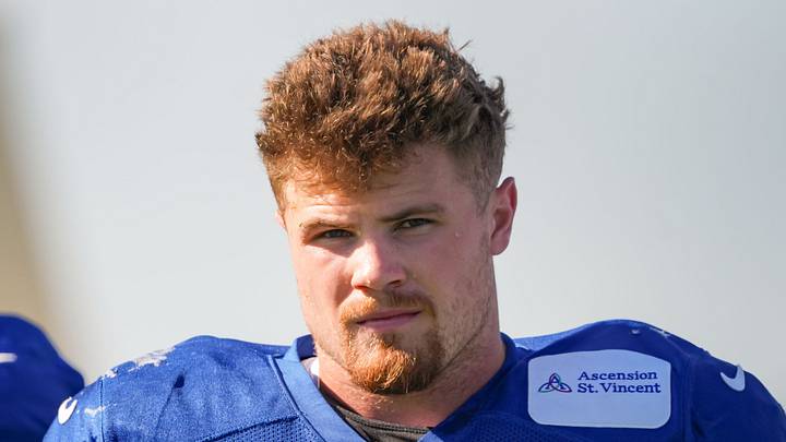 Indianapolis Colts linebacker Bryce Boettcher walks up the field Indianapolis Colts linebacker Bryce Boettcher walks up the field