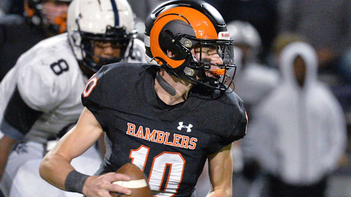 Cathedral Prep junior quarterback Davin Friedman threw a second-half touchdown pass on this play against McDowell High School at Erie Veterans Stadium in Erie on Oct. 4, 2024.