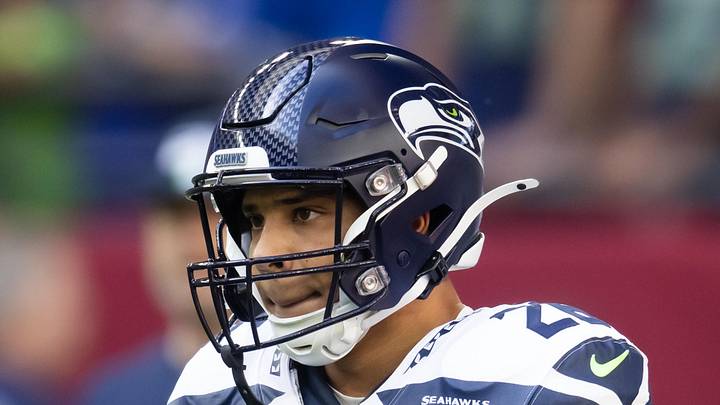 Seattle Seahawks running back Zach Charbonnet reacts to a play Seattle Seahawks running back Zach Charbonnet reacts to a play
