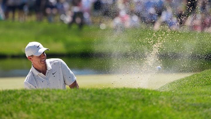 Rory McIlroy bogeyed the 17th from the greenside bunker but still shot 66, making a move on Saturday. Rory McIlroy bogeyed the 17th from the greenside bunker but still shot 66, making a move on Saturday.
