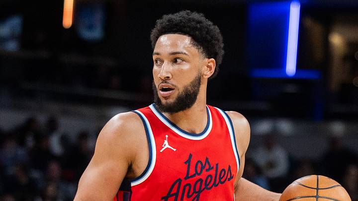 Feb 23, 2025; Indianapolis, Indiana, USA;  LA Clippers guard Ben Simmons (25) dribbles the ball in the first half against the Indiana Pacers at Gainbridge Fieldhouse. Mandatory Credit: Trevor Ruszkowski-Imagn Images