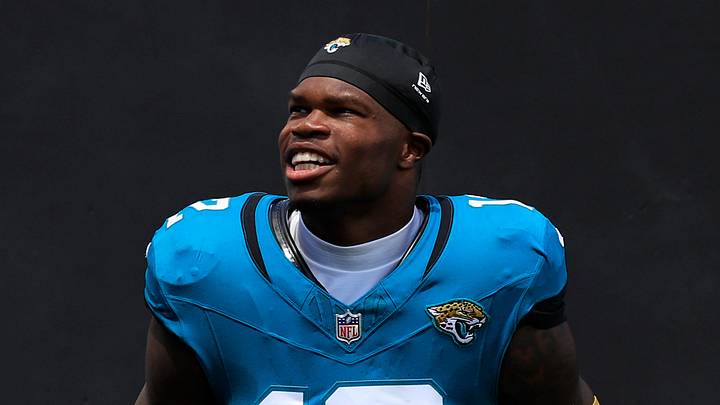 Jacksonville Jaguars wide receiver Travis Hunter (12) is introduced before an NFL football matchup at EverBank Stadium on Sunday, Sept. 13, 2026, in Jacksonville, Fla. The Jaguars defeated the Browns 34-10. [Corey Perrine/Florida Times-Union]