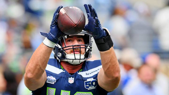 Sep 7, 2025; Seattle, Washington, USA; Seattle Seahawks fullback Robbie Ouzts (40) warms up before the game against the San Francisco 49ers at Lumen Field. Sep 7, 2025; Seattle, Washington, USA; Seattle Seahawks fullback Robbie Ouzts (40) warms up before the game against the San Francisco 49ers at Lumen Field.