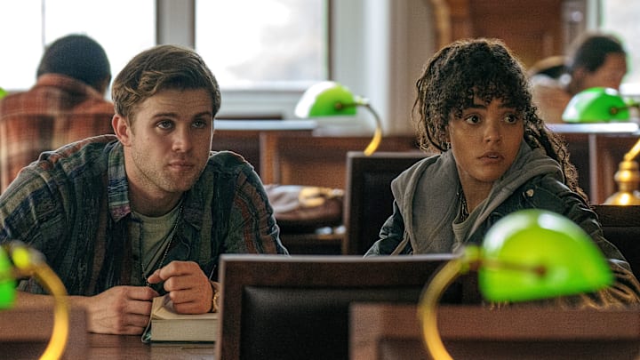 Leo Woodall and Quintessa Swindell in Prime Target on Apple TV+