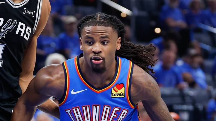 May 18, 2026; Oklahoma City, Oklahoma, USA; Oklahoma City Thunder guard Cason Wallace (22) drives the ball past San Antonio Spurs center Victor Wembanyama (1) in the third quarter during game one of the western conference finals for the 2026 NBA playoffs at Paycom Center. Mandatory Credit: Alonzo Adams-Imagn Images May 18, 2026; Oklahoma City, Oklahoma, USA; Oklahoma City Thunder guard Cason Wallace (22) drives the ball past San Antonio Spurs center Victor Wembanyama (1) in the third quarter during game one of the western conference finals for the 2026 NBA playoffs at Paycom Center. Mandatory Credit: Alonzo Adams-Imagn Images