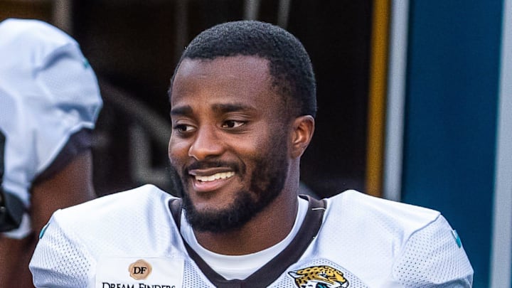 Jacksonville Jaguars cornerback Jourdan Lewis (2) walkout of the tunnel during Helmet Walk before an NFL scrimmage at EverBank Stadium Friday August 1, 2025, in Jacksonville, Fla. [Doug Engle/Florida Times-Union]