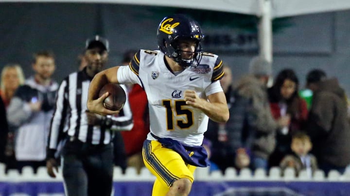 Cal quarterback Fernando Mendoza runs during the 2023 Independence Bowl