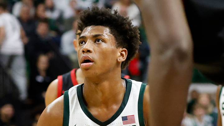 Michigan State's Jeremy Fears Jr. attempts a free throw against Cornell at the Breslin Center on Monday, Dec. 29, 2025.