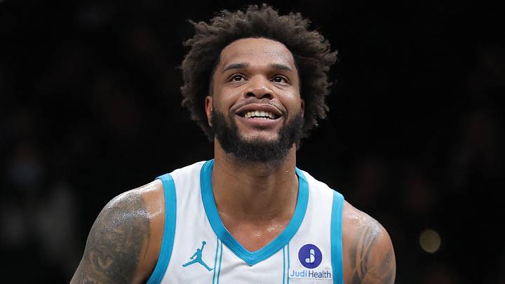 Mar 31, 2026; Brooklyn, New York, USA; Charlotte Hornets forward Miles Bridges (0) reacts during the third quarter against the Brooklyn Nets at Barclays Center. Mandatory Credit: Brad Penner-Imagn Images Mar 31, 2026; Brooklyn, New York, USA; Charlotte Hornets forward Miles Bridges (0) reacts during the third quarter against the Brooklyn Nets at Barclays Center. Mandatory Credit: Brad Penner-Imagn Images