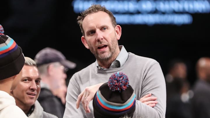 Jan 29, 2024; Brooklyn, New York, USA; Brooklyn Nets general manager Sean Marks court side prior to the game against the Utah Jazz at Barclays Center. Mandatory Credit: Wendell Cruz-Imagn Images Jan 29, 2024; Brooklyn, New York, USA; Brooklyn Nets general manager Sean Marks court side prior to the game against the Utah Jazz at Barclays Center. Mandatory Credit: Wendell Cruz-Imagn Images