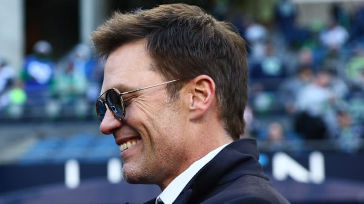 Jan 25, 2026; Seattle, WA, USA; Tom Brady signs autographs before the 2026 NFC Championship Game between the Seattle Seahawks and the Los Angeles Rams at Lumen Field. Mandatory Credit: Kevin Ng-Imagn Images