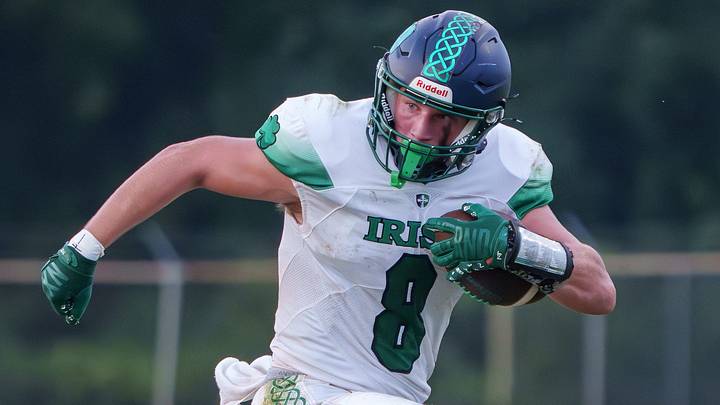 Peoria Notre Dame’s Dallas Harder sprints away from the Richwoods Knights defense in the first half of their Week 2 high school football game Friday, Aug. 28, 2026 at Richwoods Stadium. PND routed the Knights 55-7. Peoria Notre Dame’s Dallas Harder sprints away from the Richwoods Knights defense in the first half of their Week 2 high school football game Friday, Aug. 28, 2026 at Richwoods Stadium. PND routed the Knights 55-7.