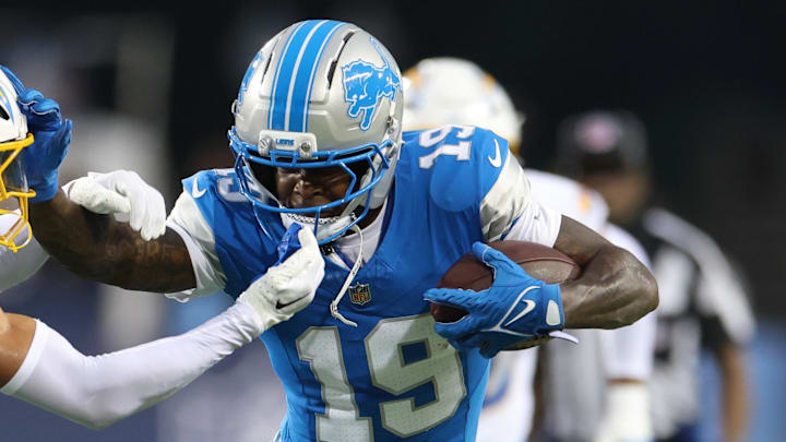 Detroit Lions wide receiver Dominic Lovett (19).