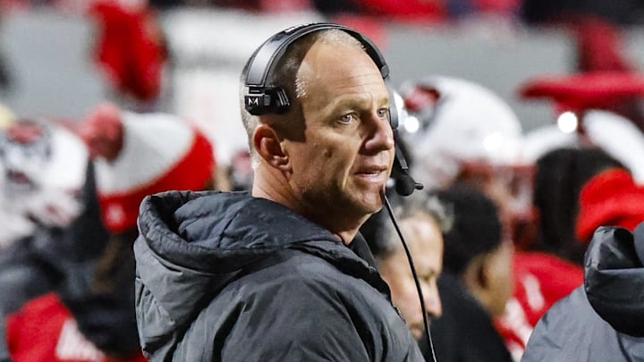 Nov 29, 2025; Raleigh, North Carolina, USA; NC State Wolfpack head coach Dave Doeren reacts during the first half of the game against North Carolina Tar Heels at Carter-Finley Stadium. Mandatory Credit: Jaylynn Nash-Imagn Images Nov 29, 2025; Raleigh, North Carolina, USA; NC State Wolfpack head coach Dave Doeren reacts during the first half of the game against North Carolina Tar Heels at Carter-Finley Stadium. Mandatory Credit: Jaylynn Nash-Imagn Images