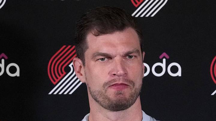 Portland Trail Blazers interim coach Tiago Splitter at press conference at the Intuit Dome. Portland Trail Blazers interim coach Tiago Splitter at press conference at the Intuit Dome.