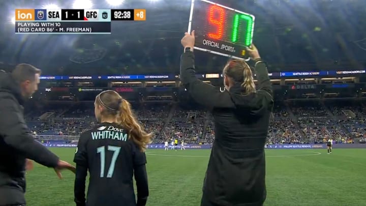 Gotham FC's Mak Whitman just before taking the field on March 15, 2025.