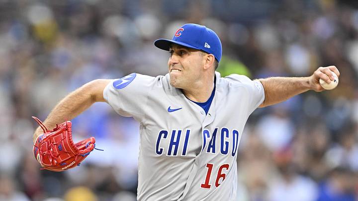 Apr 27, 2026; San Diego, California, USA; Chicago Cubs starting pitcher Matthew Boyd (16) delivers during the first inning against the San Diego Padres at Petco Park. Mandatory Credit: Denis Poroy-Imagn Images