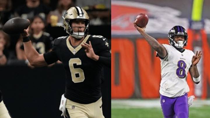 Saints QB Tyler Shough and Ravens QB Lamar Jackson Saints QB Tyler Shough and Ravens QB Lamar Jackson